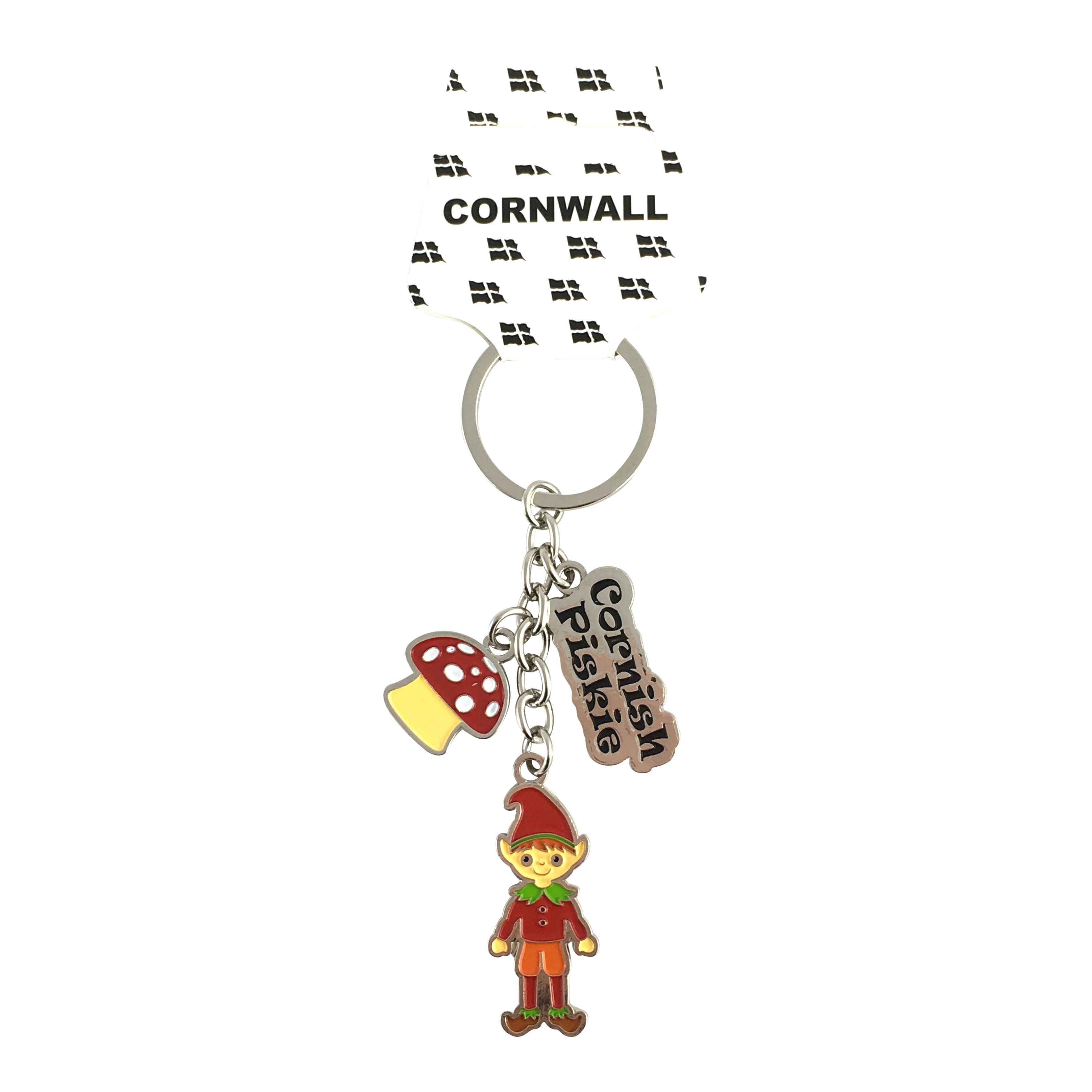 Cornish Piskie Charm Metal Keyring