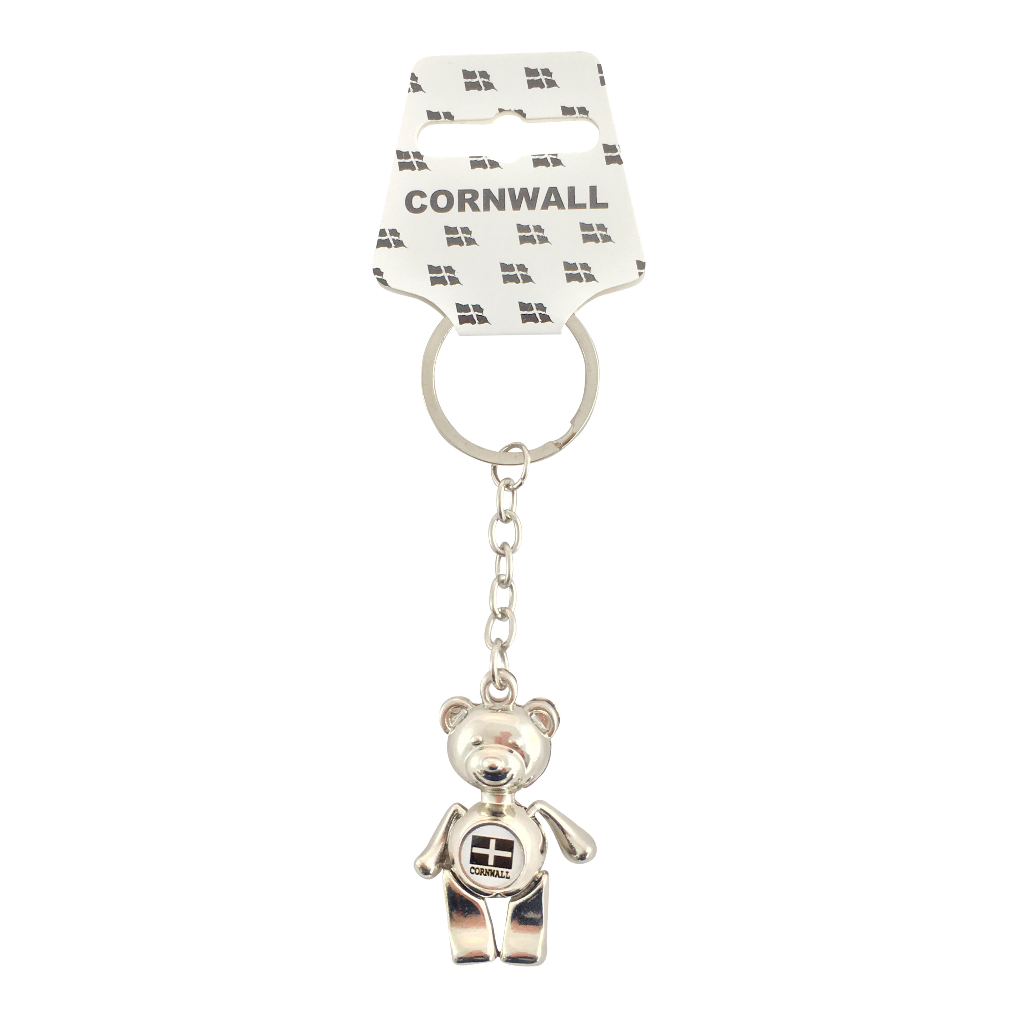 Cornwall Teddy Flag Metal Keyring