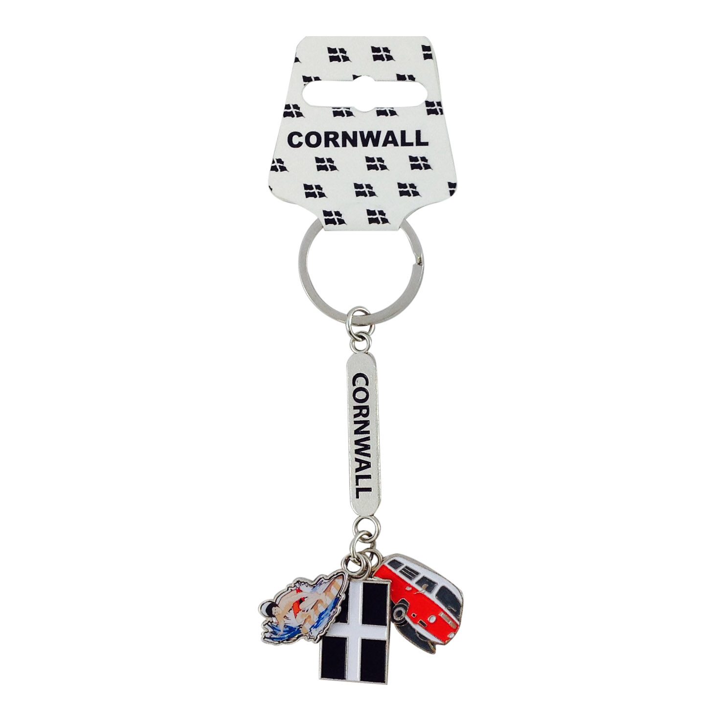 Cornwall Surfer Charm Metal Keyring