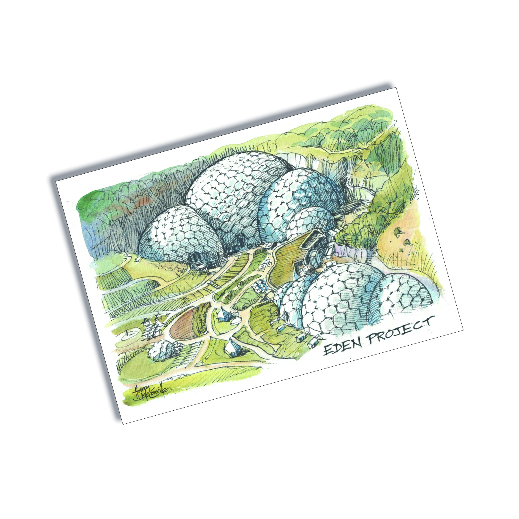 Tin Plate Magnet Eden Project Watercolour