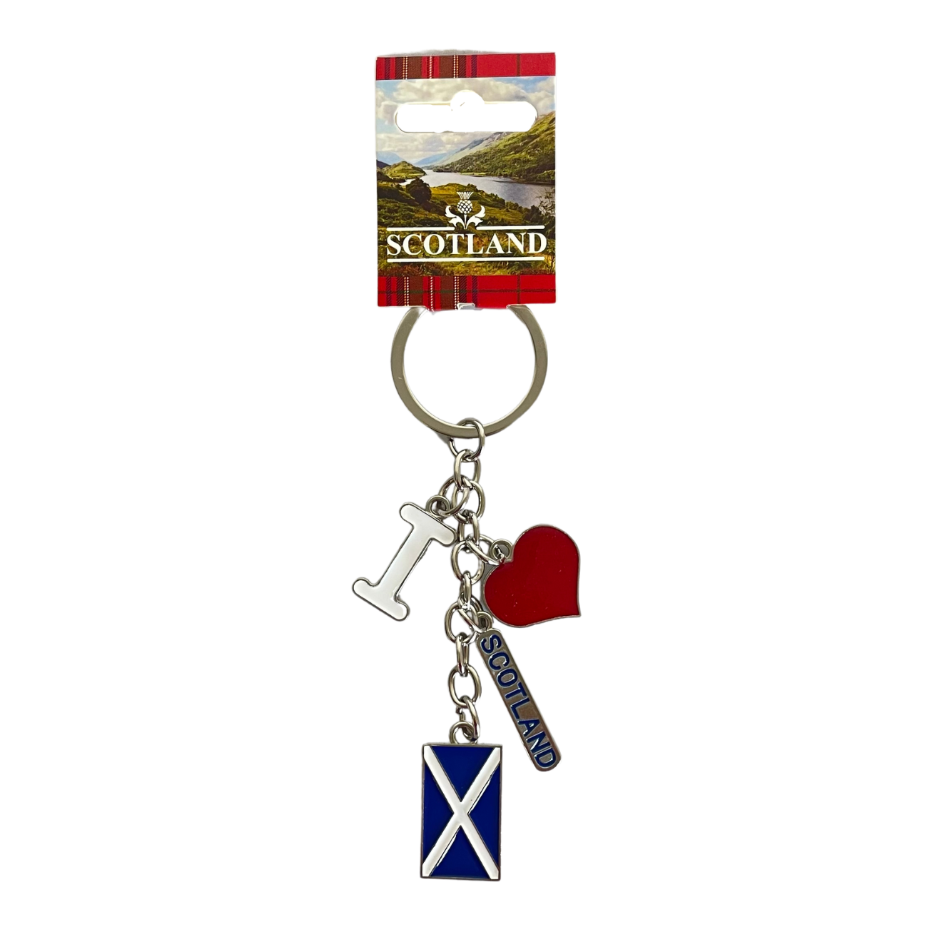 I Love Scotland Metal Charm Keyring