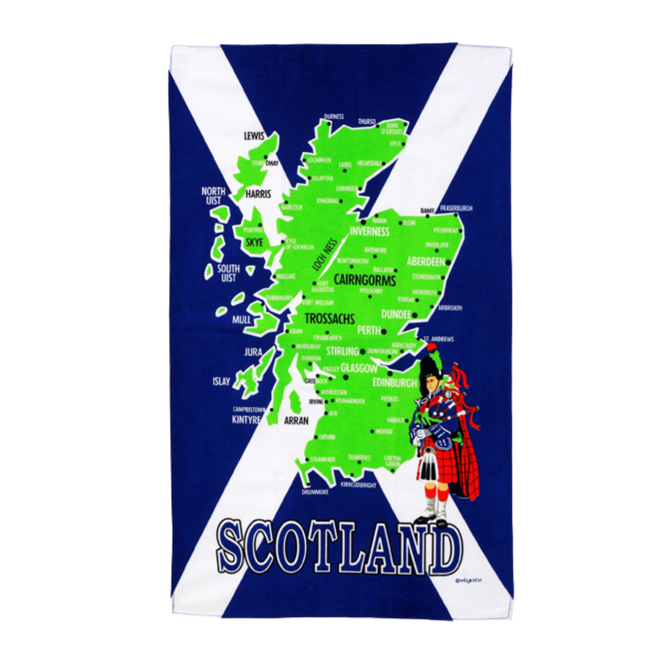 Scotland Flag and Map Tea Towel