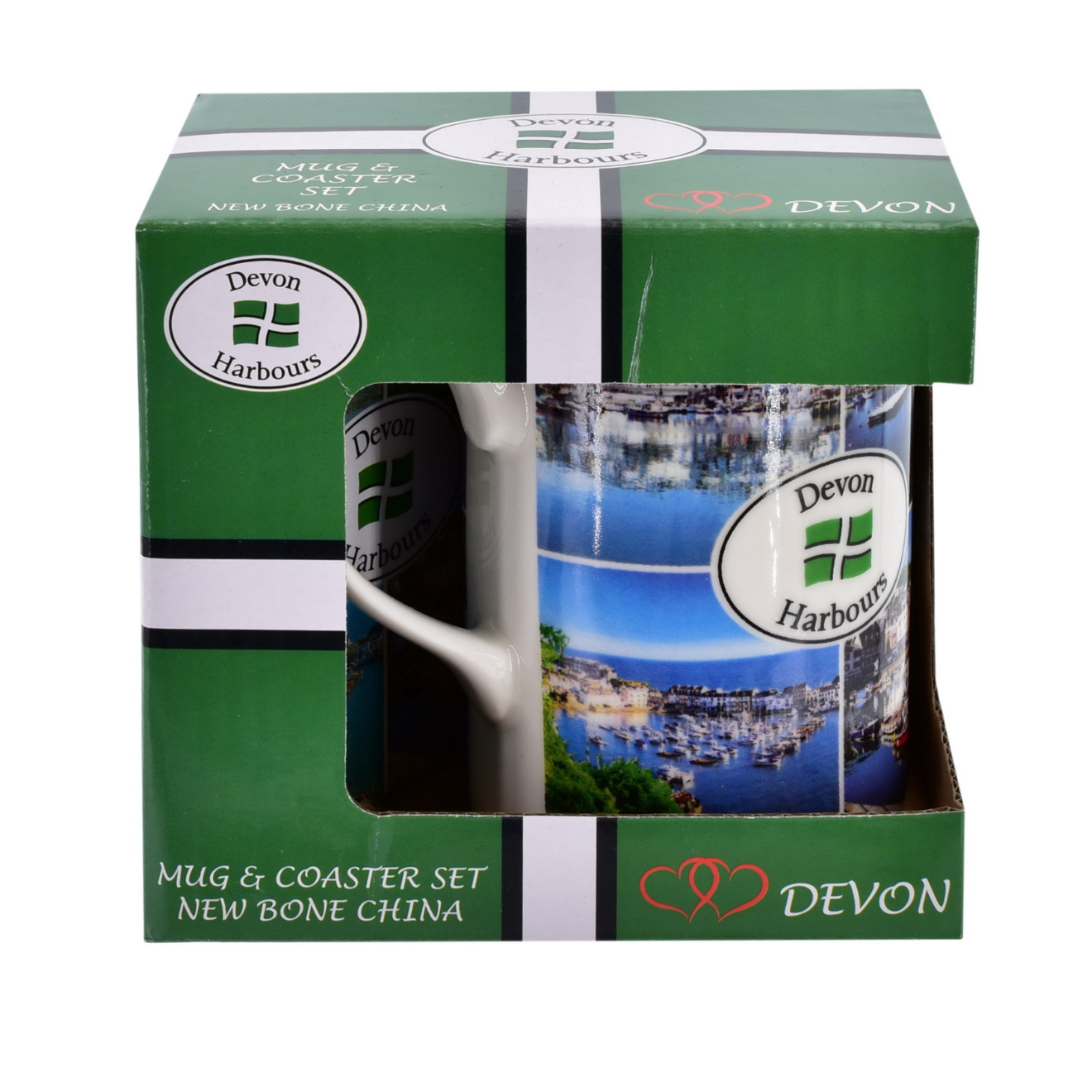 Devon Harbours Bone China Mug and Coaster Set