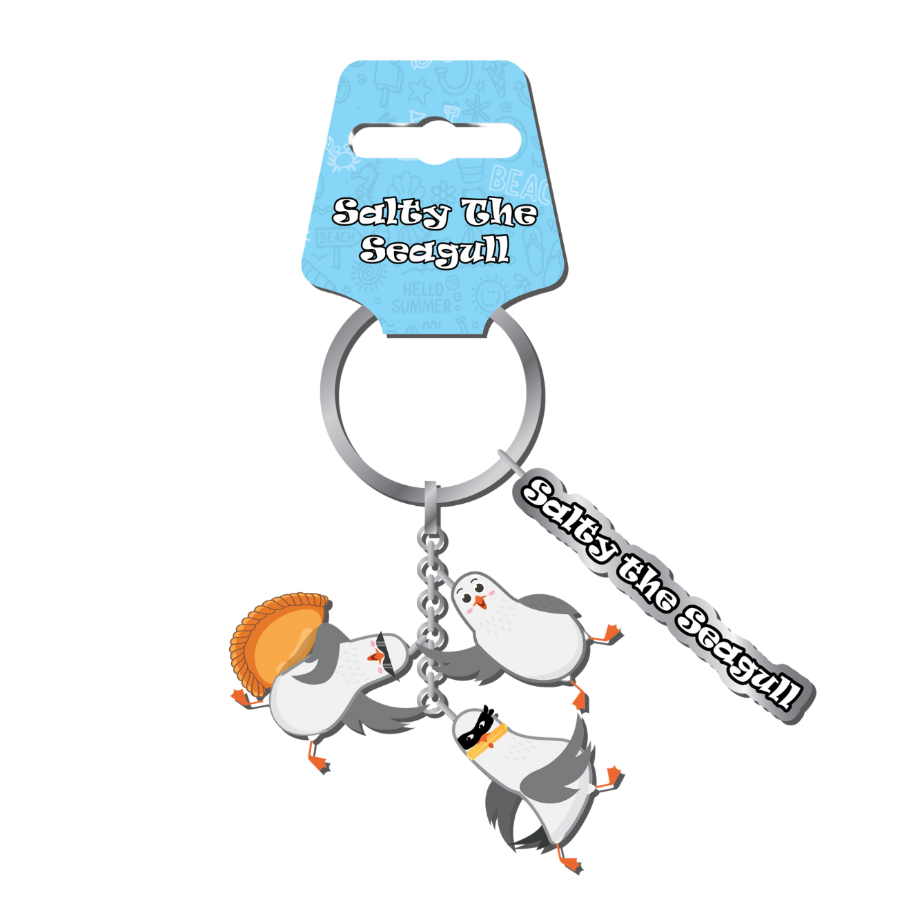 Salty the Seagull Charms Metal Keyring