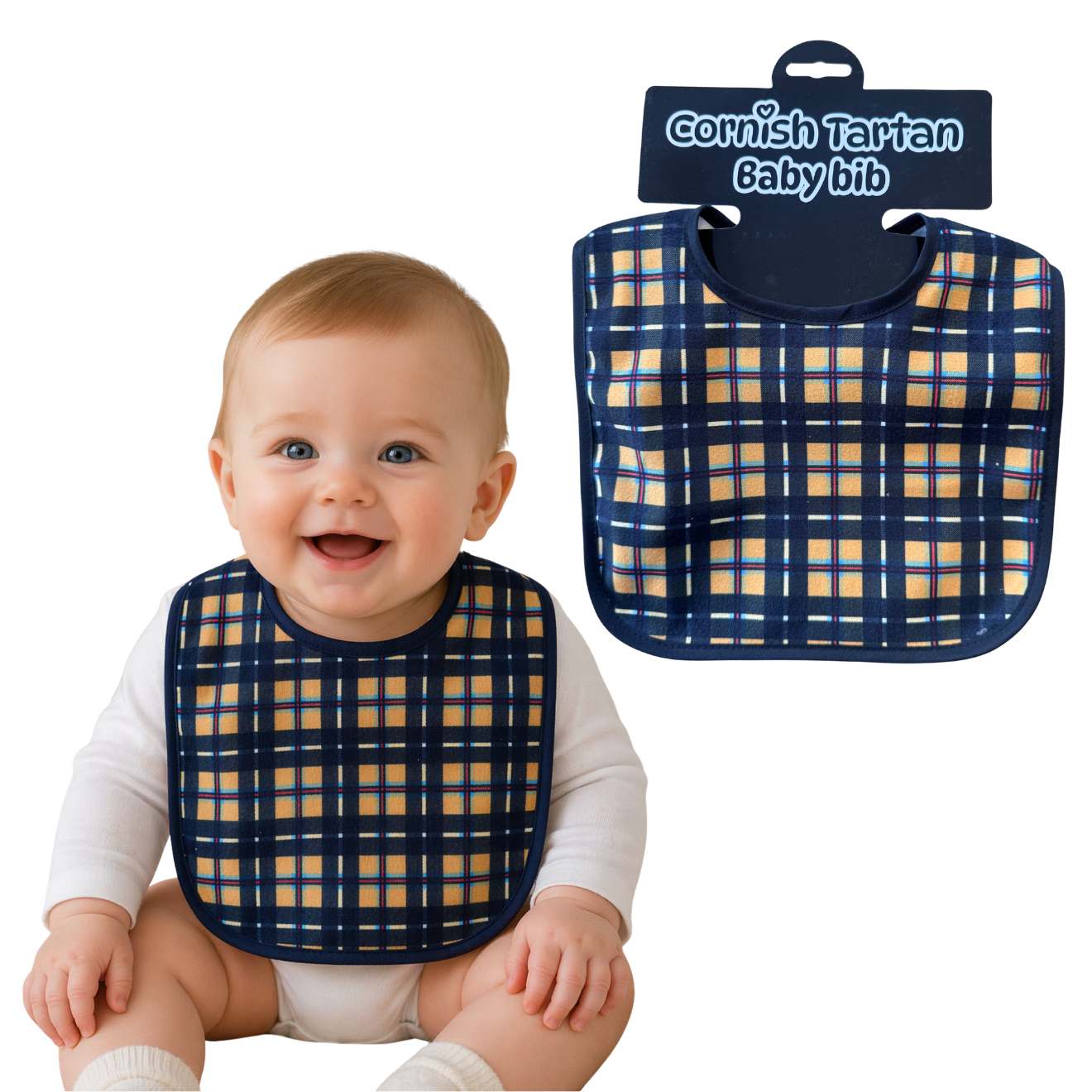 Cornish Tartan Baby Bib