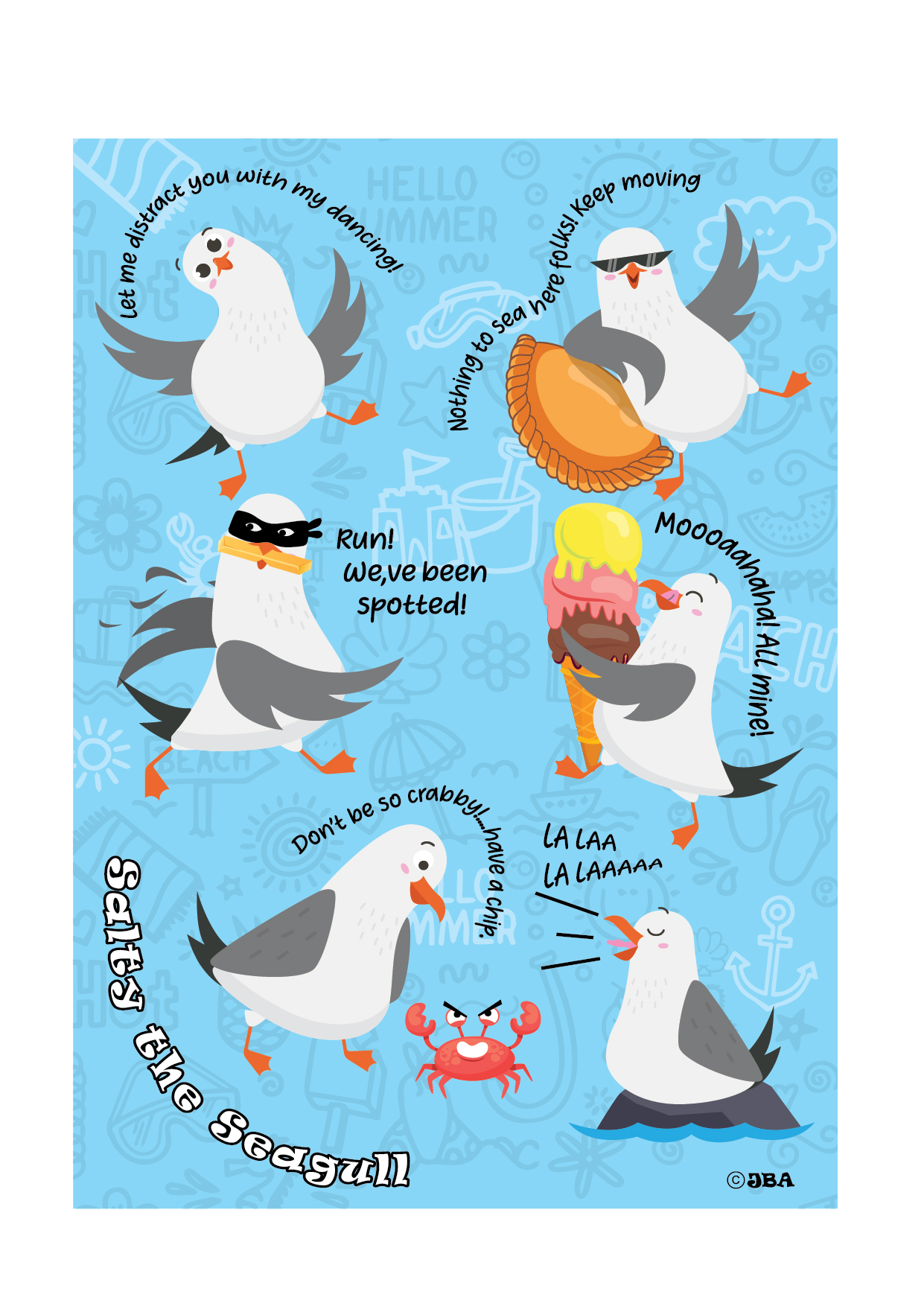 Salty the Seagull Tea Towel