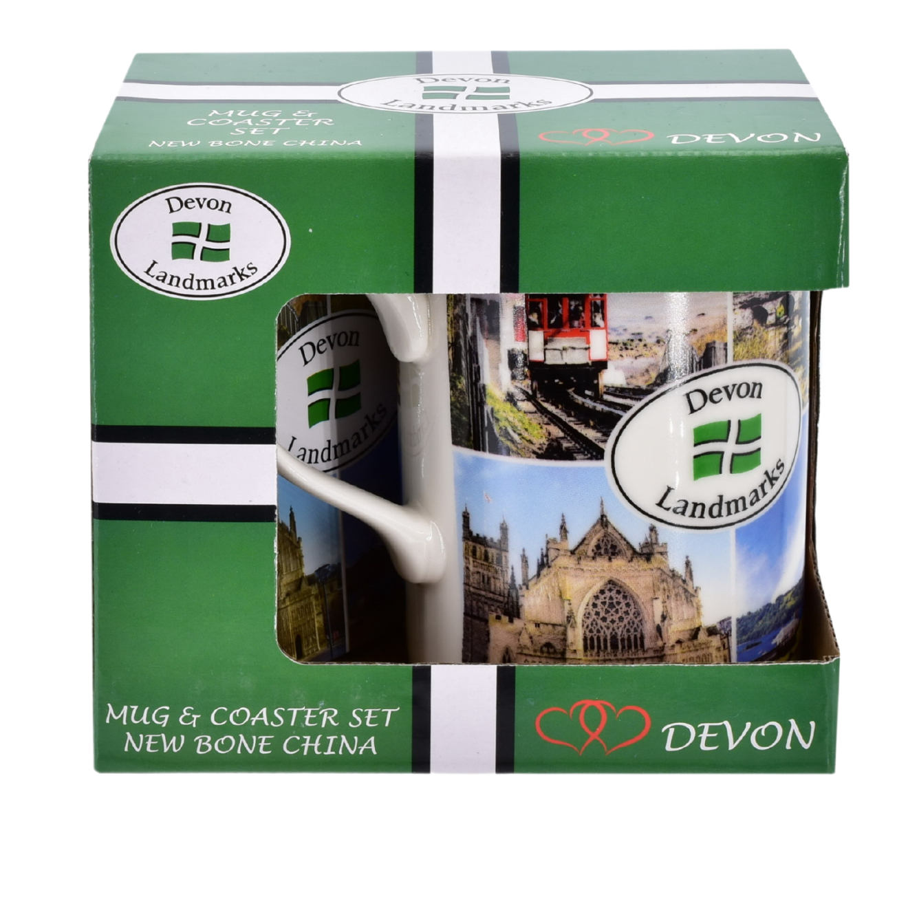 Devon Landmarks Bone China Mug and Coaster Set