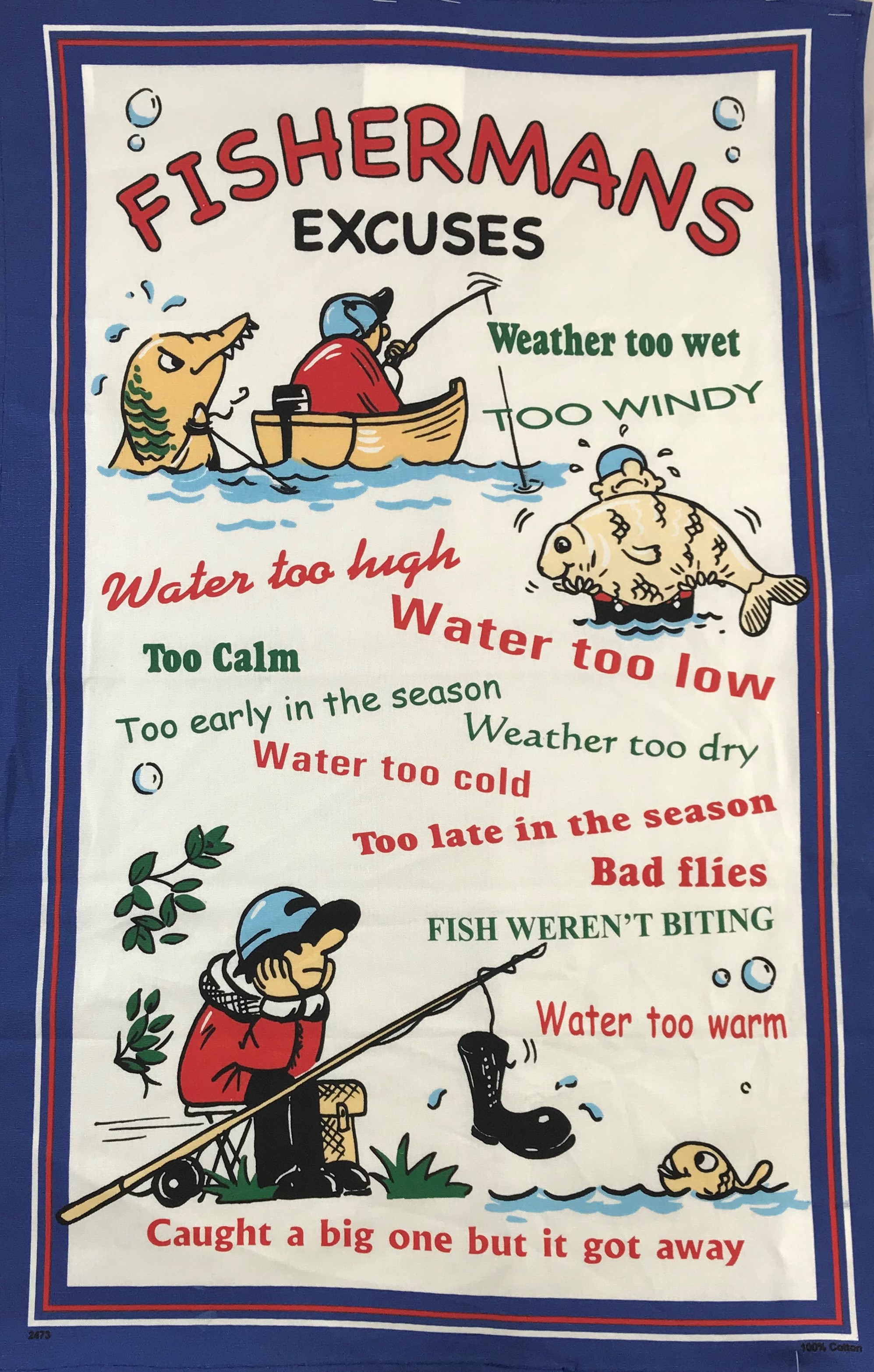 Fishermans Excuses Tea Towel