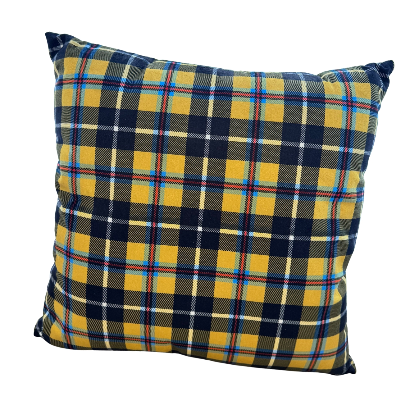 Cornish tartan velvet cushion