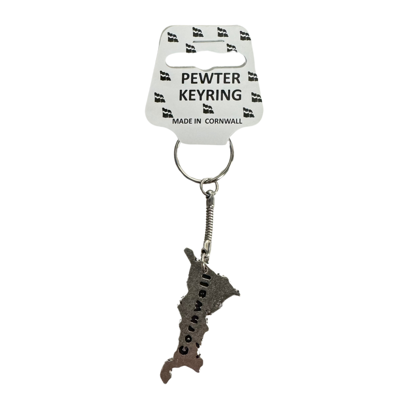 Pewter Cornwall Map Keyring